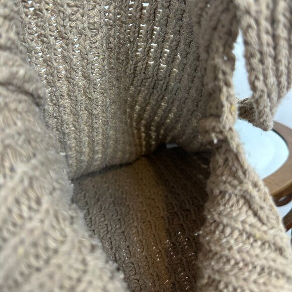 Hand Crocheted Shoulder Beach Bag in Khaki - Picture 5 of 6